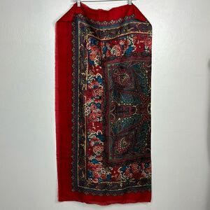 Floral Paisley Print Multicolor Slavic Babushka Platok Scarf